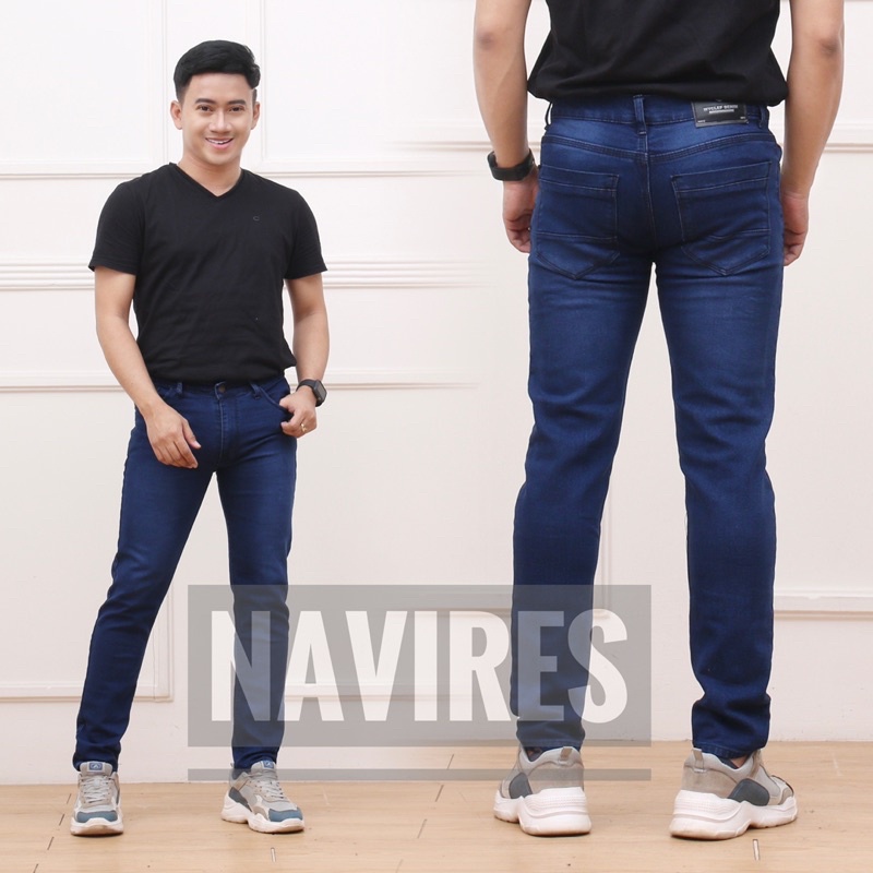 CELANA JEANS PRIA JUMBO PANJANG SLIM FIT SKINY BIG SIZE 33-44 LEVIS HITAM  / BIO WASH / GARMEN / BIO BLITZ