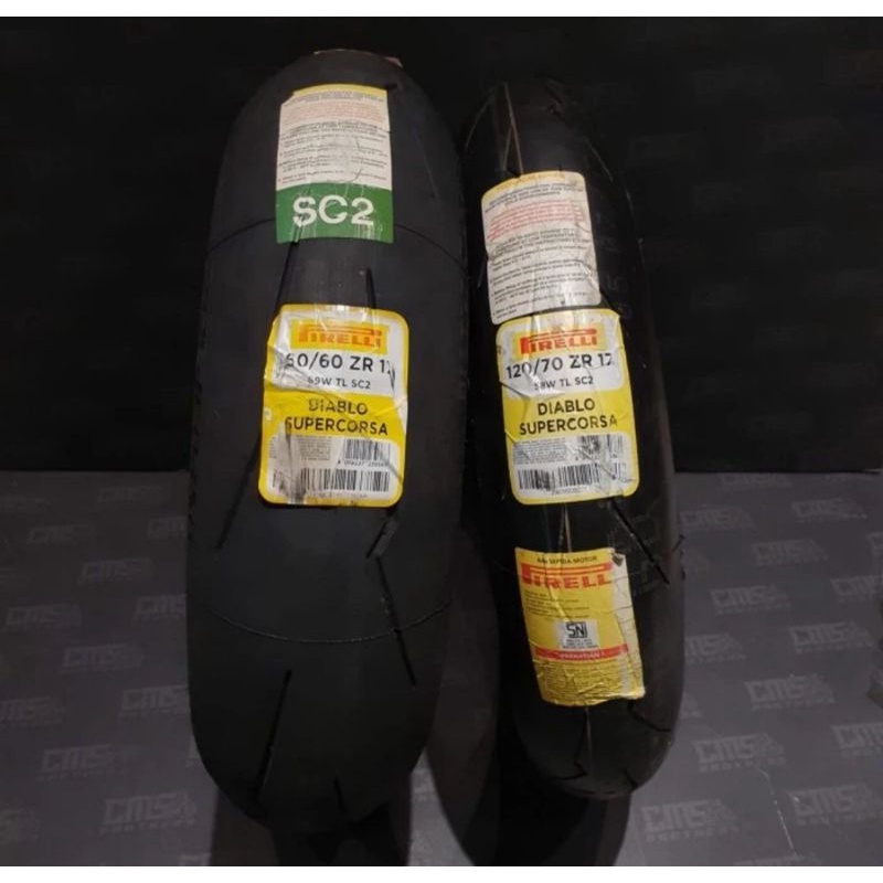 Ban Luar Pirelli Tipe Super Corsa
Ukuran 160 - 60 dan 120 - 70
Ring 17
