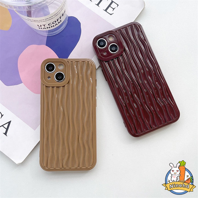 Soft Case Silikon Motif Garis Vertikal Warna Merah Wine Untuk iPhone 14 13 12 11 Pro Max X Xr Xs Max 8 7 Plus SE 2020