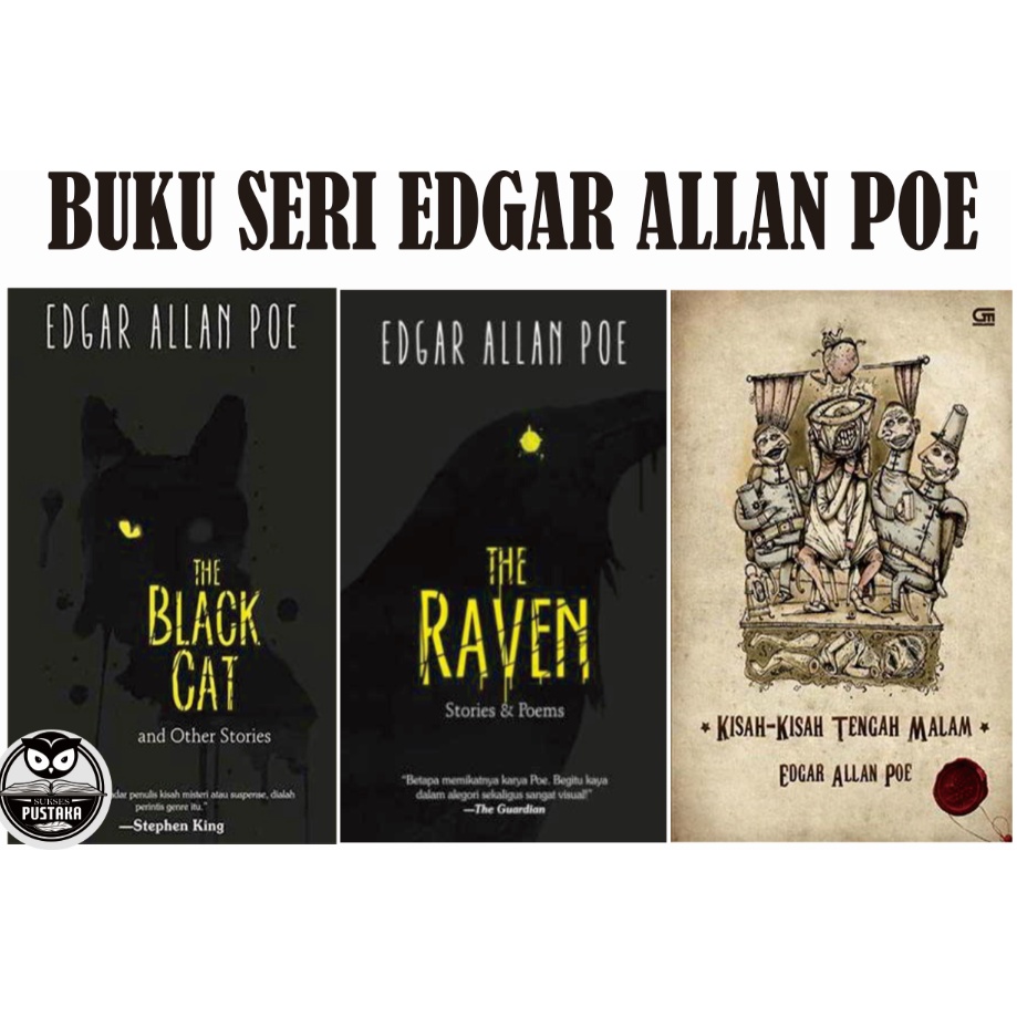 [INDONESIA] BUKU NOVEL EDGAR ALLAN POE - THE BLACK CAT AND OTHER STORIES - THE RAVEN STORIES AND POEMS - KISAH KISAH TENGAH MALAM [ORIGINAL]