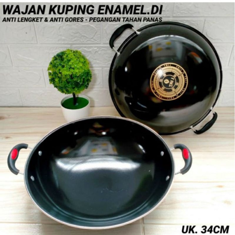 Jual Wajan Enamel Kuping 34 Cm Anti Lengket Shopee Indonesia