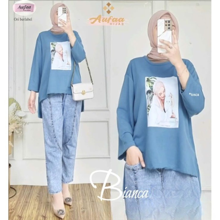 BIANCA BLOUSE BAHAN KAOS KATUN COMBED 24s MOTIF POLOS APLIKASI SABLON UKURAN M L XL DAN XXL BLOUSE OVERSIZE KOREAN STYLE TERBARU 2022 WANITA KEKINIAN PREMIUM ATASAN WANITA LENGAN PANJANG KAOS WANITA HIJAB KEKINIAN