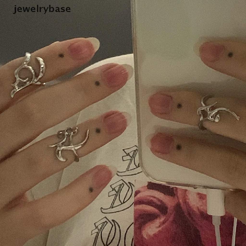 3 Pcs / Set Cincin Pelindung Ujung Jari Model Terbuka Tidak Teratur Gaya Punk