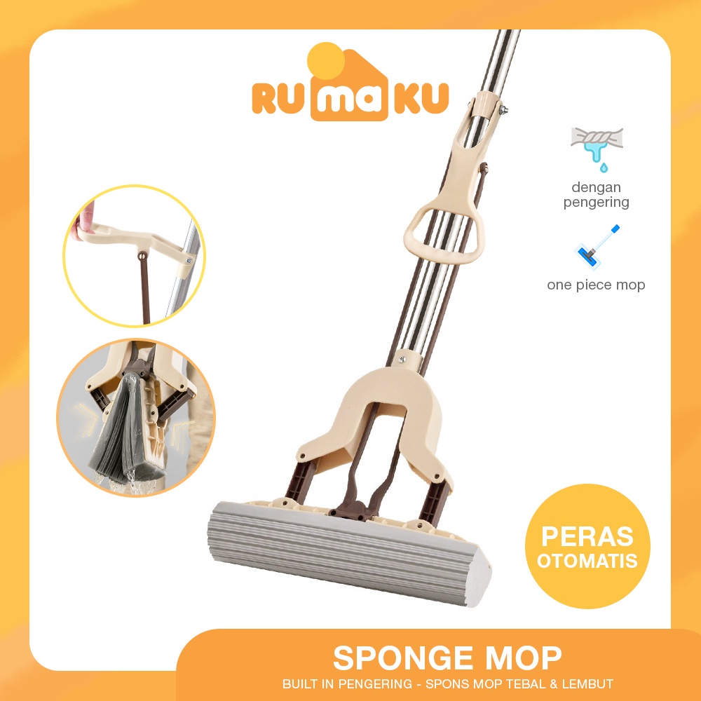 Rumaku Alat Pel Lantai Spons Ultra Mop Spongy Brown - Pel Lantai Karet Tarik Peras