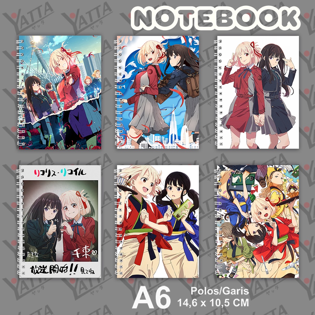 

Notebook Anime Ukuran A6 10,5 cm x 14,8 cm Lycoris Recoil Seri 1 YOTAKUSHOP