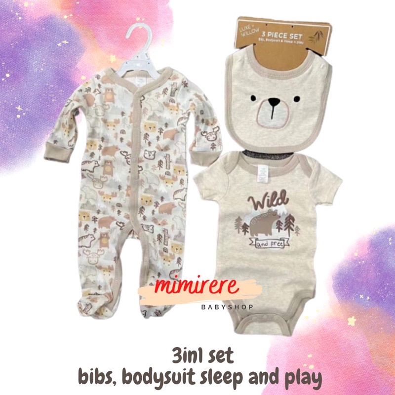 3in1 set Bibs Sleep and Play | Sleepsuit Jumper Slabber