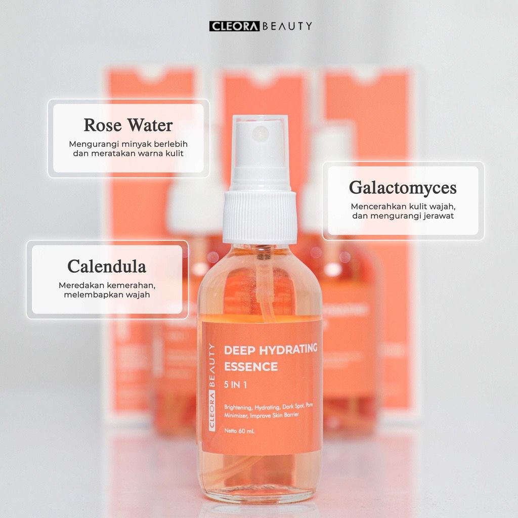BPOM Cleora Deep Hydrating Essence Face Mist Spray Brightening Hydrating Pore Minimizer