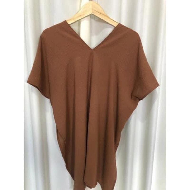 YASINTA TOP LONG SQUARE BATWING V NECK ATASAN WANITA CRINGKLE AIRFLOW KAFTAN MURAH BR