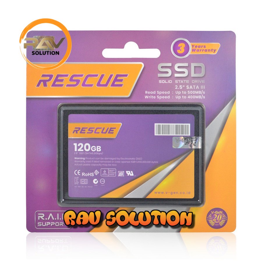 Solid State Drive SSD 120GB 240GB 480GB 960GB V-GeN RESCUE SATA 3