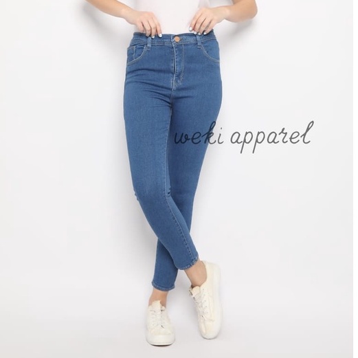 Weki Celana Highwaist Jeans Skinny Mid Blue