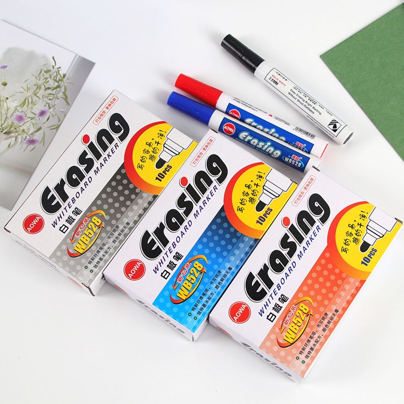 Spidol Warna/Spidol Whiteboard/Spidol Bisa Dihapus Aowa Whiteboard Marker 1 Pack isi 10 PCS Import Berkualitas