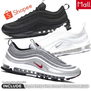 ( REFLECTIVE ) Sepatu Sneakers Air Max 97 Undefeted White Black Silver Bullet