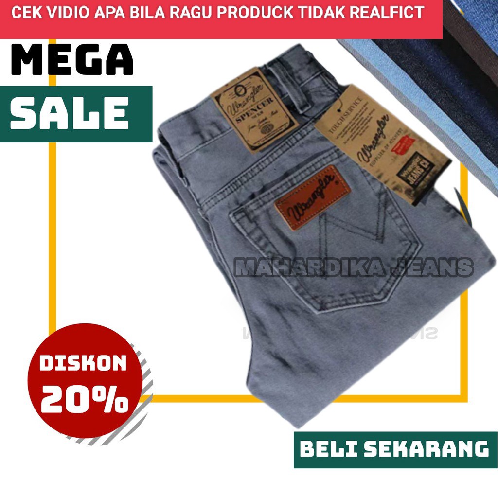 Celana Jeans Model Standar Regular Wrangl3r pria - Dark Blue/Navy Jumbo Ukuran cowok dewasa