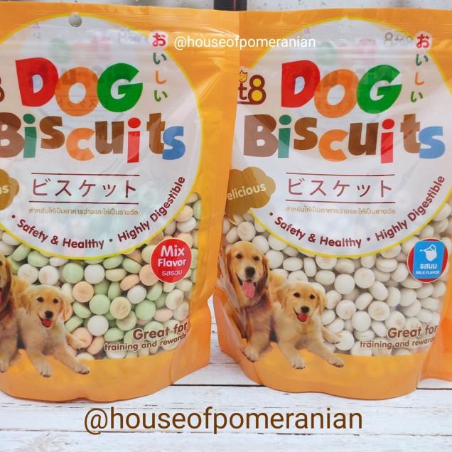 anjing pet8 round milk mix dog snack cemilan cookie - mix