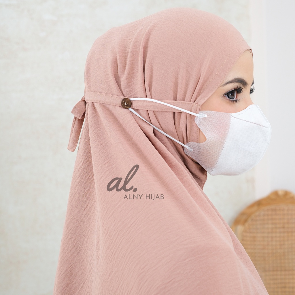 Bergo Crinkle Konektor Airflow Maryam Tali Kancing Masker Hijab instant khimar ironless Kerudung crinkle Jilbab simpel 2in1