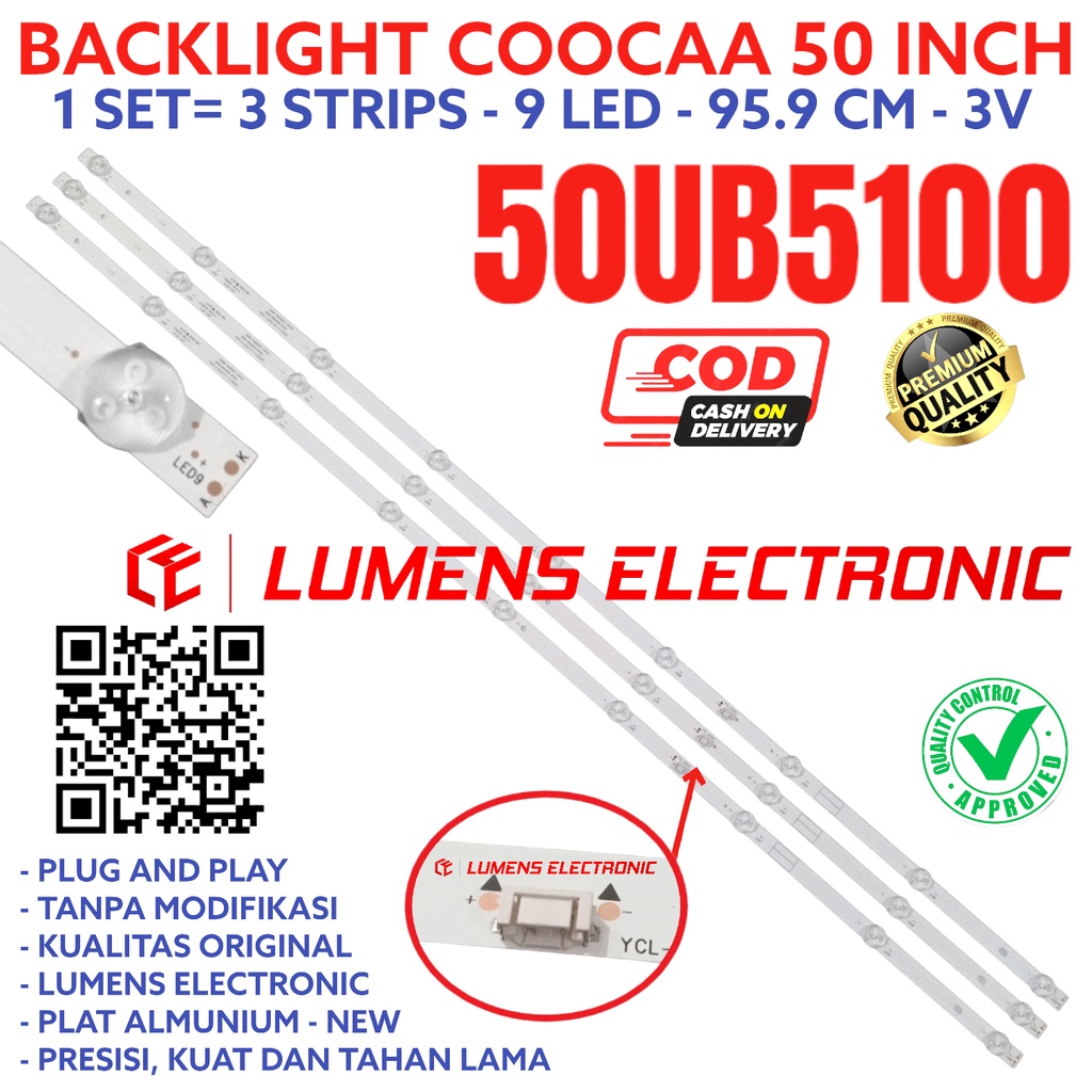 BACKLIGHT TV LED COOCAA 50 INC 50UB5100 50UB 5100 LAMPU BL LED 9K 3V 50INCH 50INC 50IN KOKA COCA KOC