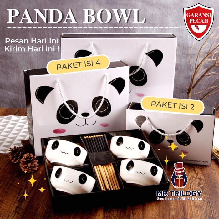 Hampers Mangkok Jepang Panda Set Makan Keramik Sovenir Pernikahan Lucu