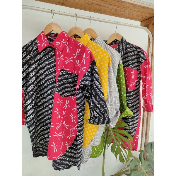 Dissa shirt kemeja batik oversize 2 tone.