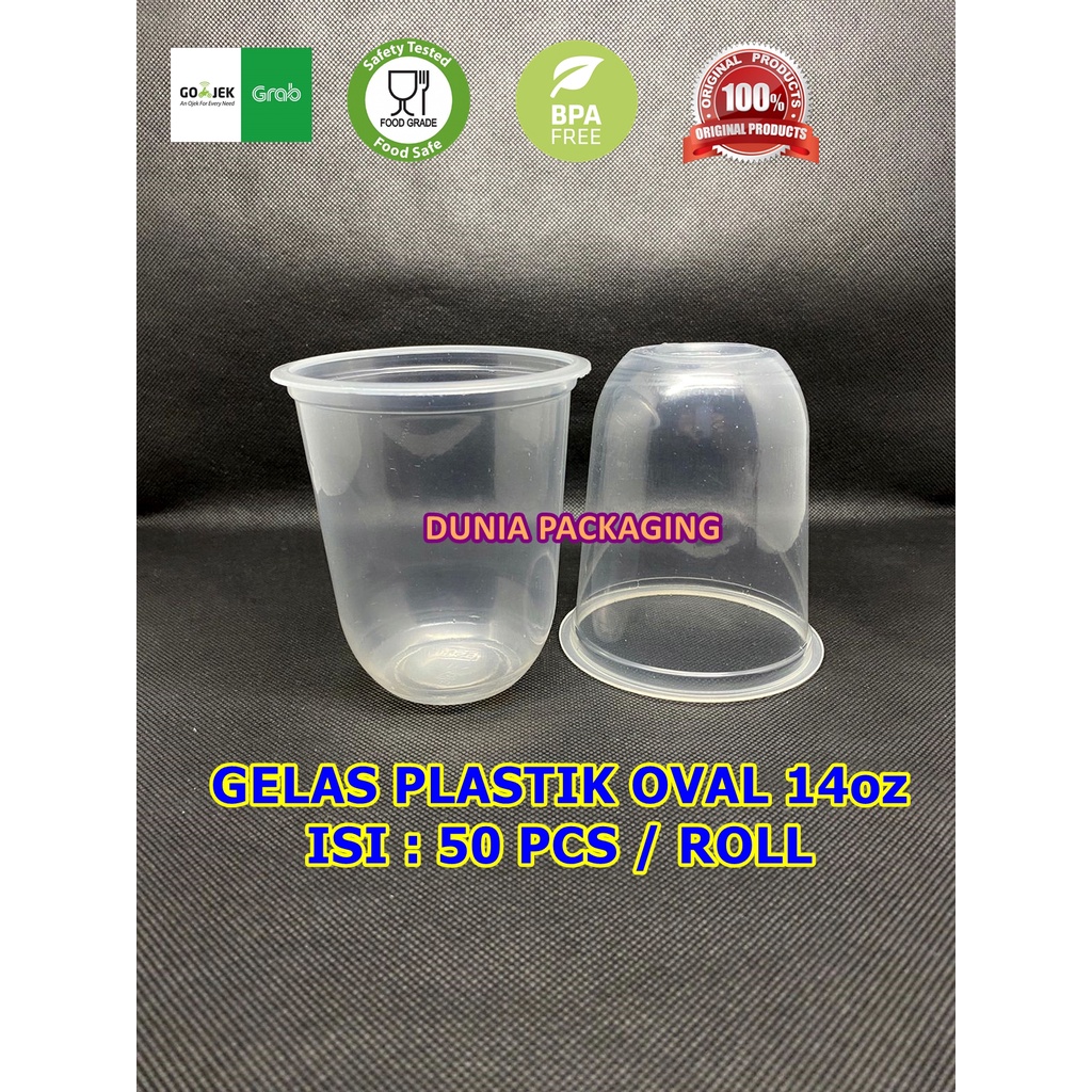 GELAS PLASTIK CUP 14oz OVAL TEBAL CEMBUNG U BSM MEDAN 14 OZ