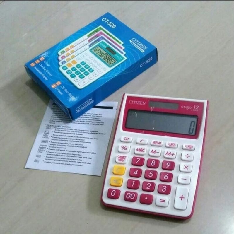 CITIZEN CT 520 - Check Correct &amp; Calculator 12 Digit Kalkulator Warna Cek Ulang