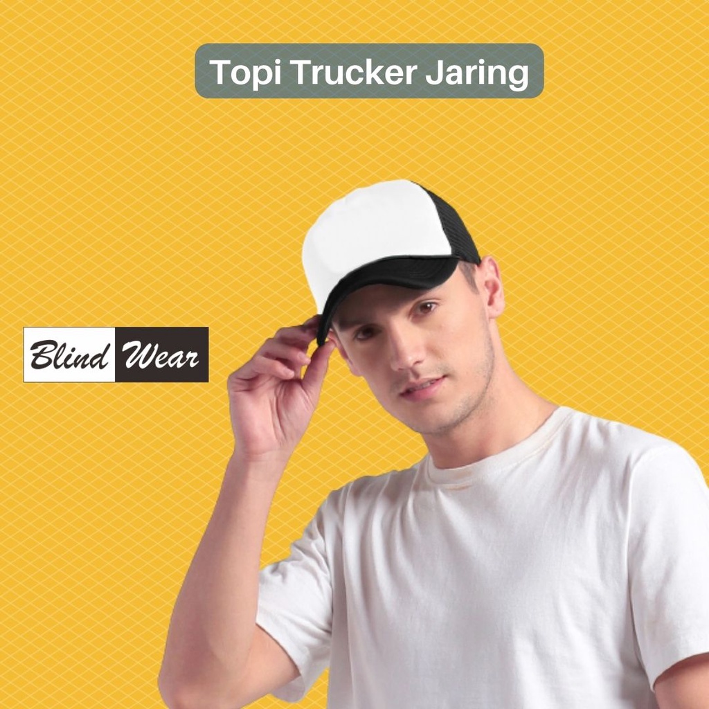 Topi Jaring Trucker Polos Pria Wanita