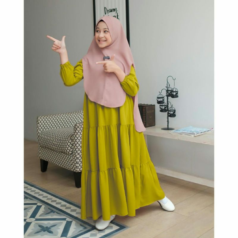 Gamis Anak Tanggung Syari Kids Bahan Katun Rayon Premium Usia 7-12 Tahun Dress Anak Perempuan