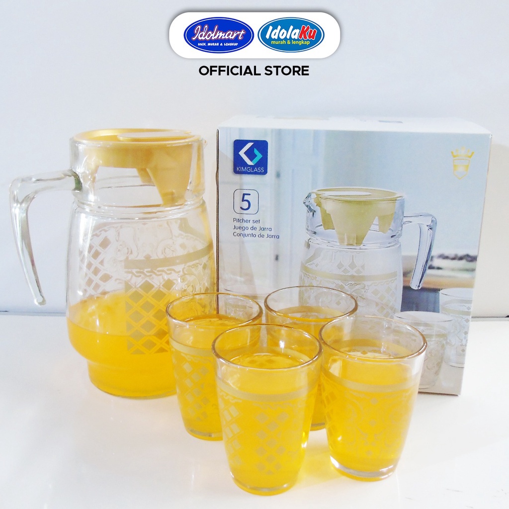 IDOLAKU Teko Set Kaca Kimglass Istanbul 1 Pitcher 4 Gelas