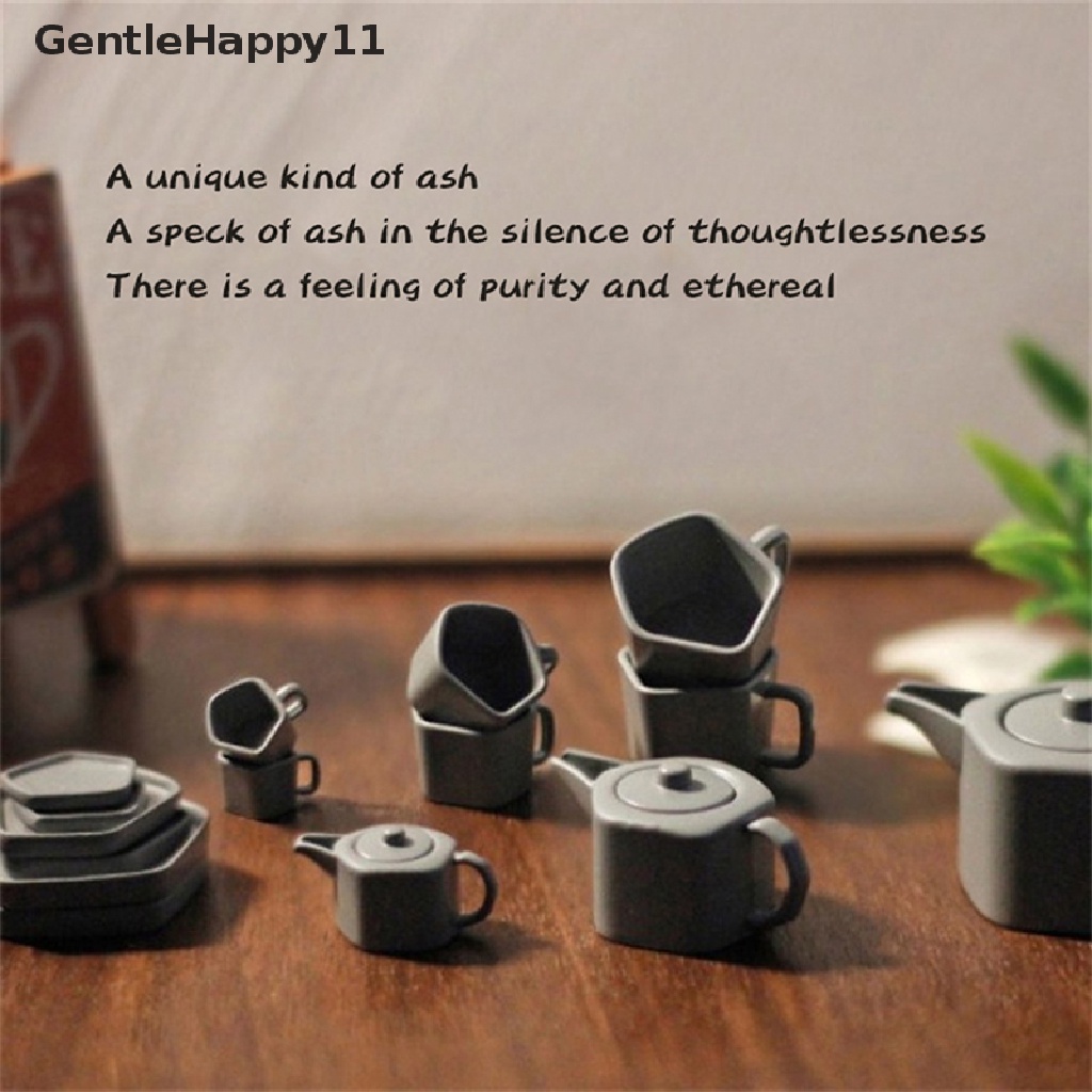 Gentlehappy 1 Set Mainan Miniatur Teko + Cangkir Teh Skala 1: 6 Untuk Dekorasi Ruang Tamu Rumah Boneka