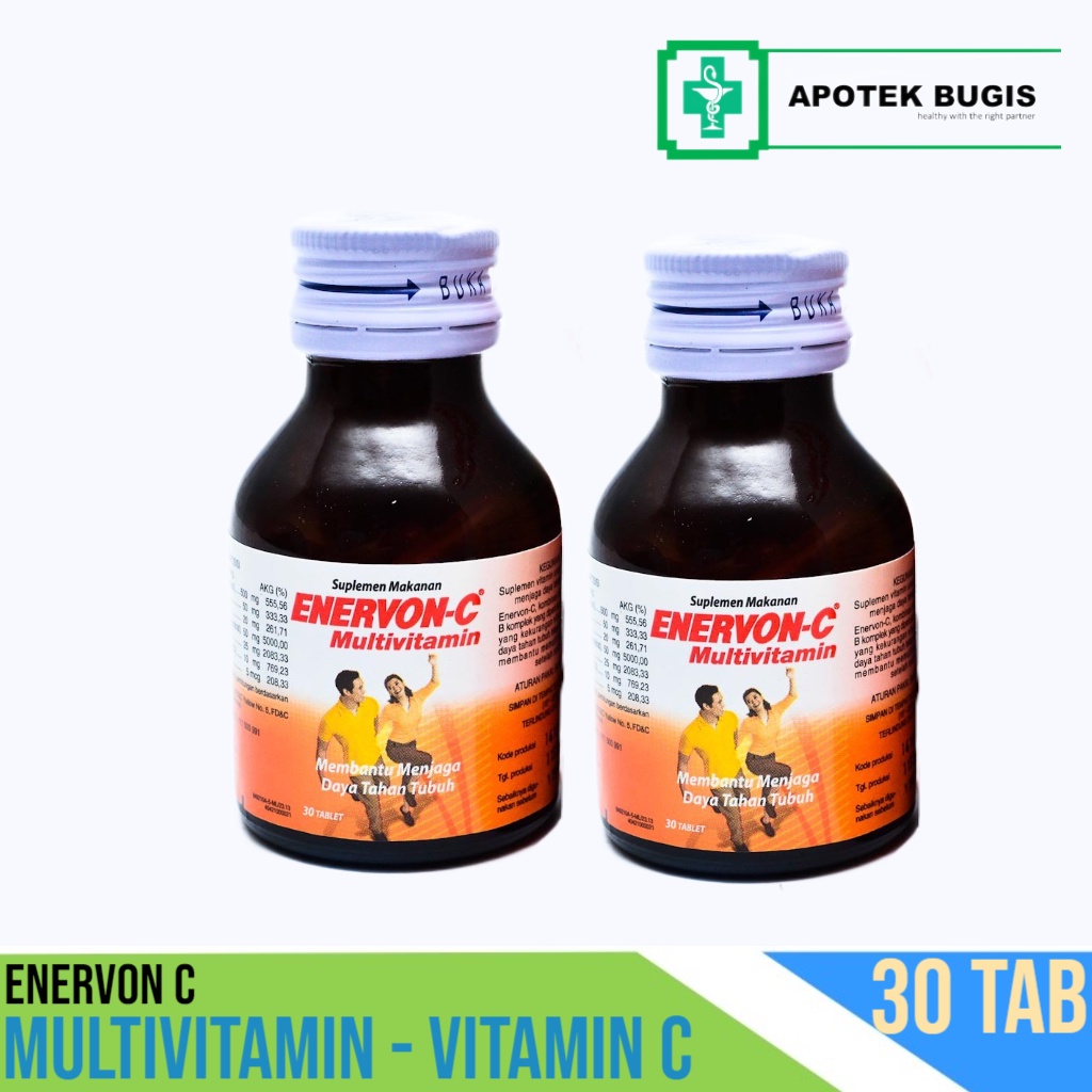 ENERVON C MULTIVITAMIN - Vitamin C, Vitamin B Kompleks &amp; Vitamin D dan  Daya Tahan Tubuh - 30 TABLET