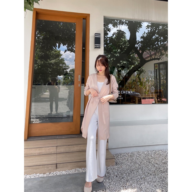 Kadaka O-0183 Long Outer Dress Woven Flowy With Belt