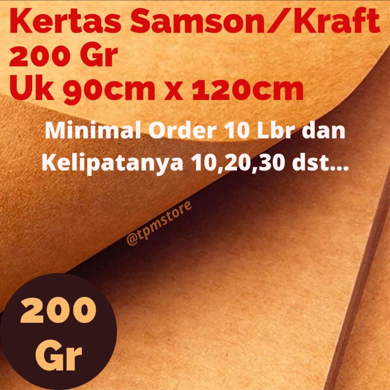 

Kertas Samson 200 gr / Kertas Kraft 200 gr Ukuran Plano 90cm x 120cm / Kertas Pola Jahit