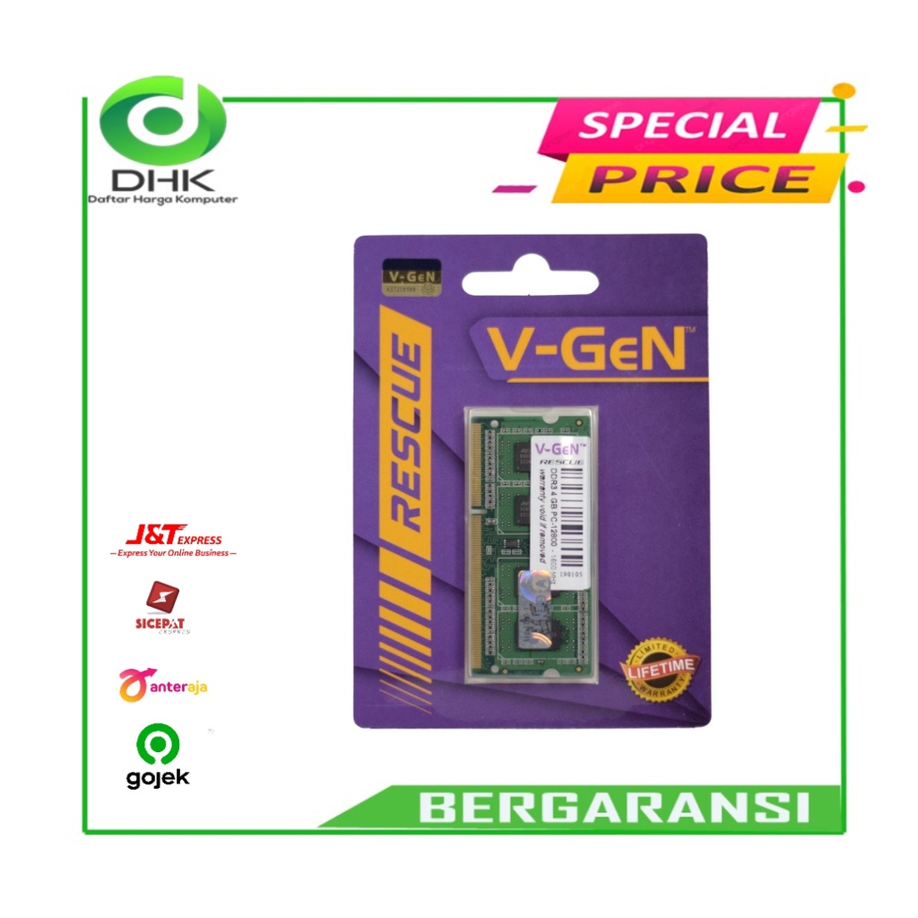 RAM DDR3 SODimm V-GeN RESCUE 4GB PC12800/1600Mhz (Memory Laptop VGEN)