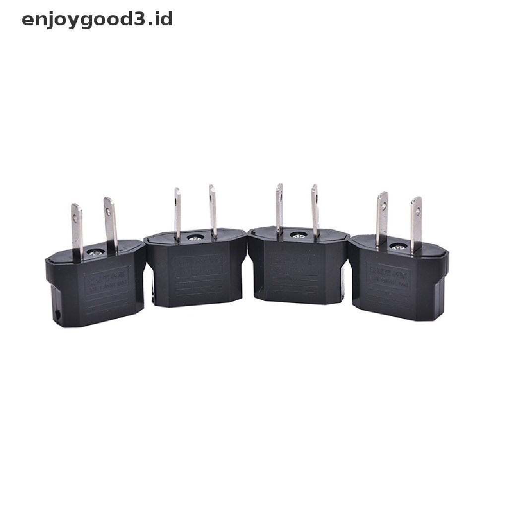 4pcs Adapter Konverter Power Jack Euro Ke US USA Untuk Travel