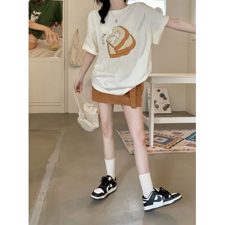 EUNII T-shirt Lengan Pendek Cartoon  Korean Style/Kaos Atasan Wanita/Baju Kaus Oversize Wanita