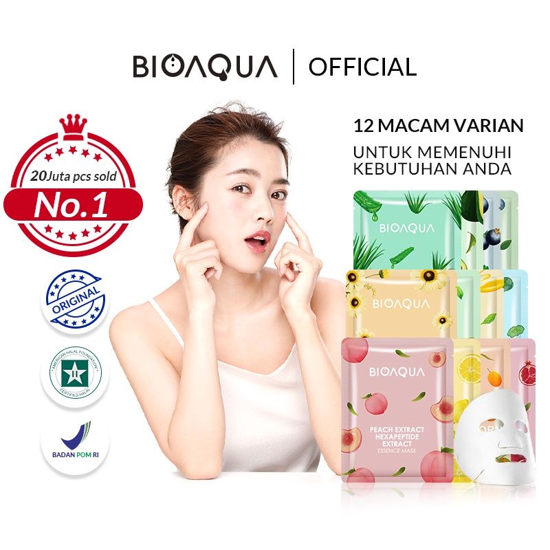 [BPOM] BIOAQUA Sheet Mask / Masker Wajah / Face Mask Hydrating Essence Brightening Moisturizing Skin