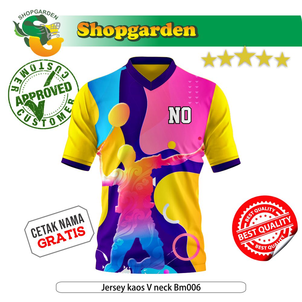 Baju Jersey Kaos Badminton V nek BM006 Kaos Jersey Dewasa Premium Size Jumbo | SHOPGARDEN