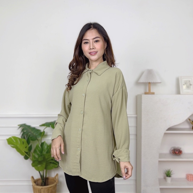 AFI - EC - ⭐️ PREMIUM AIRFLOW CRINCLE ⭐️ Anna Shirt CRINCLE-Sage Green