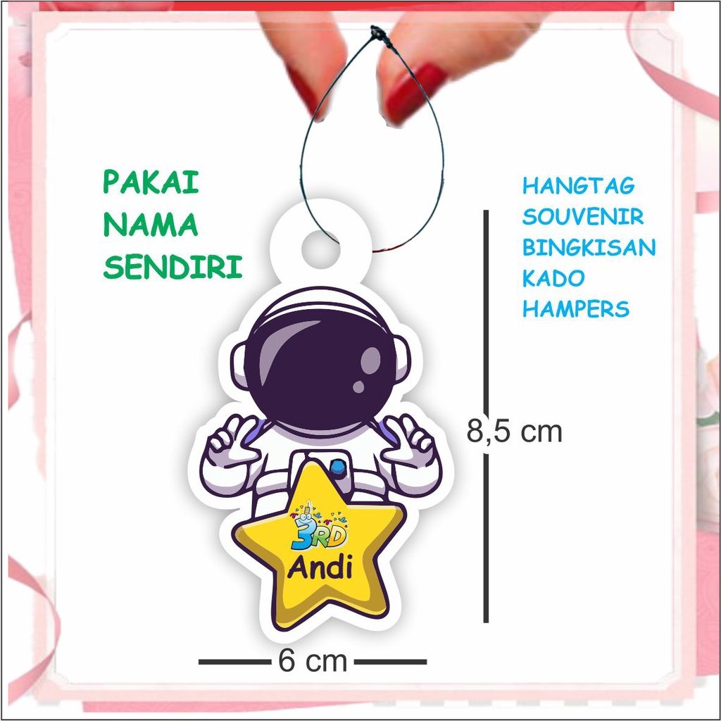 

Hangtag hang tag astronot ultah ulang tahun anak Thankyou birthday tag label kado anak ISKSTORE