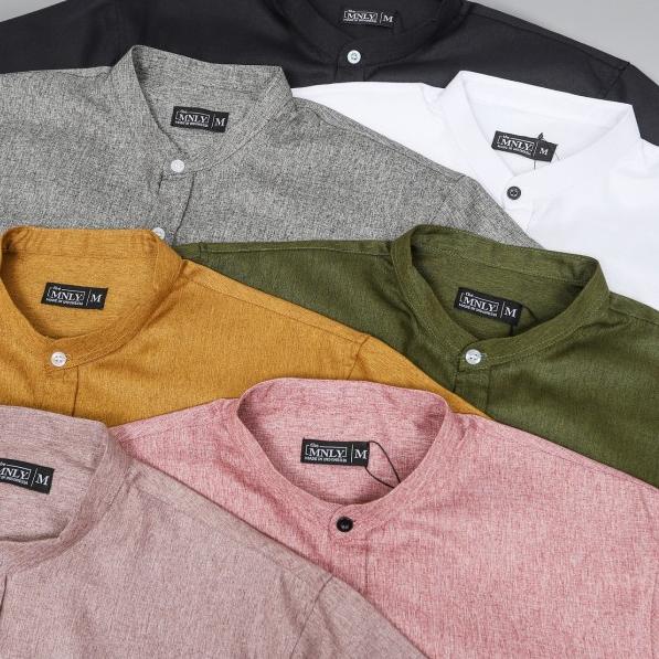 Kemeja Pria Lengan Panjang Kerah Shanghai Dusty Pink Katun Import - Dusty Pink, XL