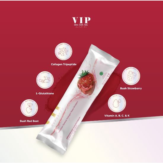 VIP Collagen Drink Ecer (1 Sachet) Ecern Satuan Suplemen Kolagen Colagen Drink Pencerah Pelembab Kulit Wajah Sehat Cantik Glowing Original 100%