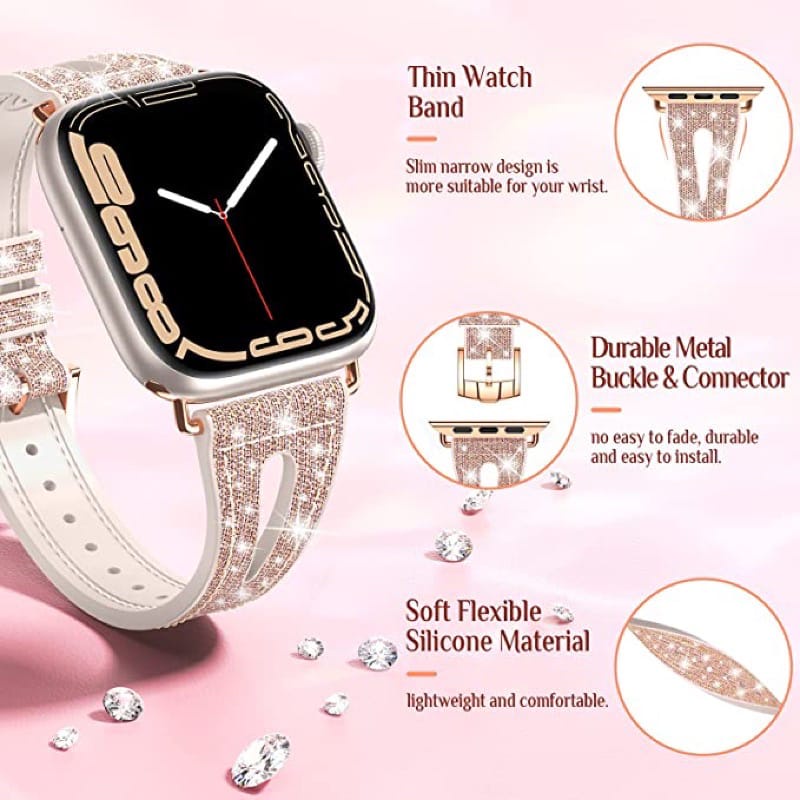 iwatch Strap Apple Watch Slim Glitter Silicone Series 1 2 3 4 5 SE 6 7