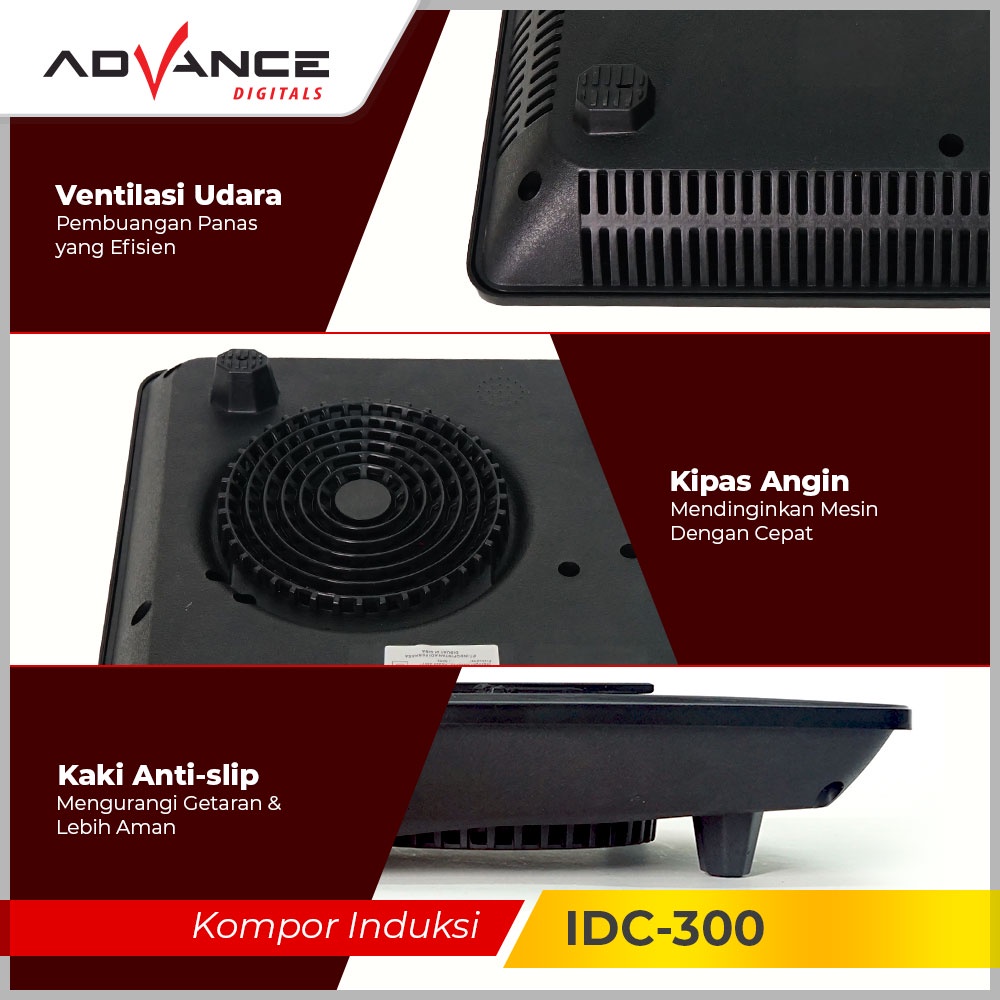 ADVANCE Kompor Induksi 2 Tombol 550W Induction Cooker Bahan Kaca IDC-300