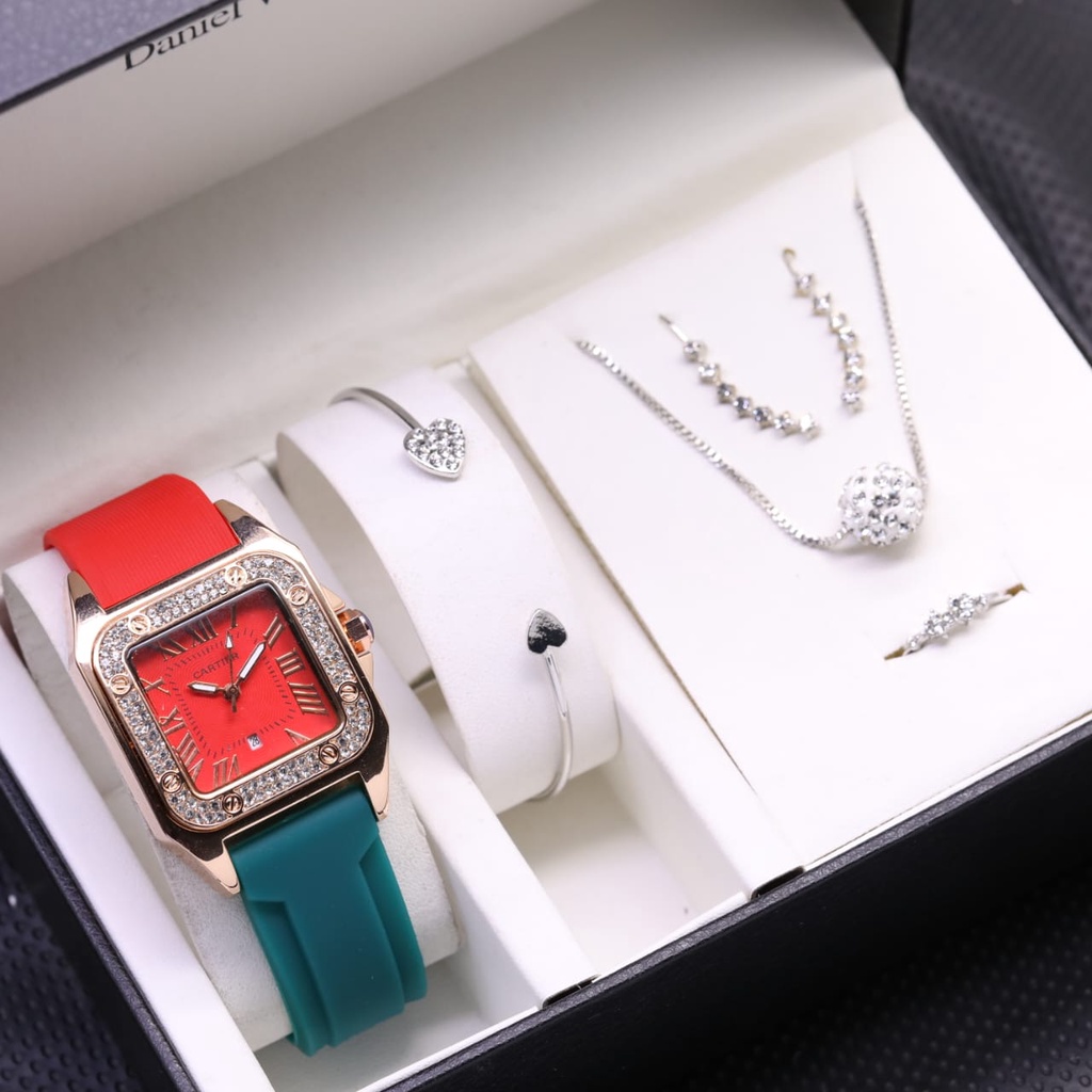 Jam Tangan Wanita Fashion Cartier LS 7535 Tanggal Aktif Free Aksesoris - COD - Free Box Dan Baterai Cadangan - Best Seller