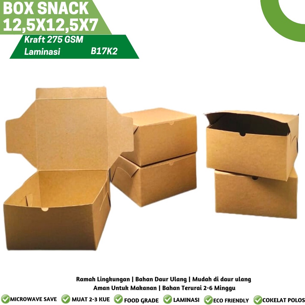 Box Snack Snack Box 12.5x12.5x7 Laminasi (B17K2-12.5X12.5X7 Cm)