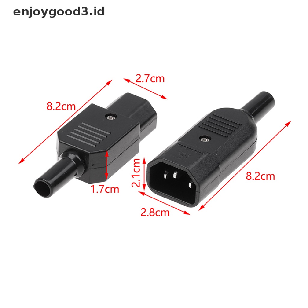 1 Pc Konektor Kabel Lurus C13 C14 3 Pin Male Female 16A 250V