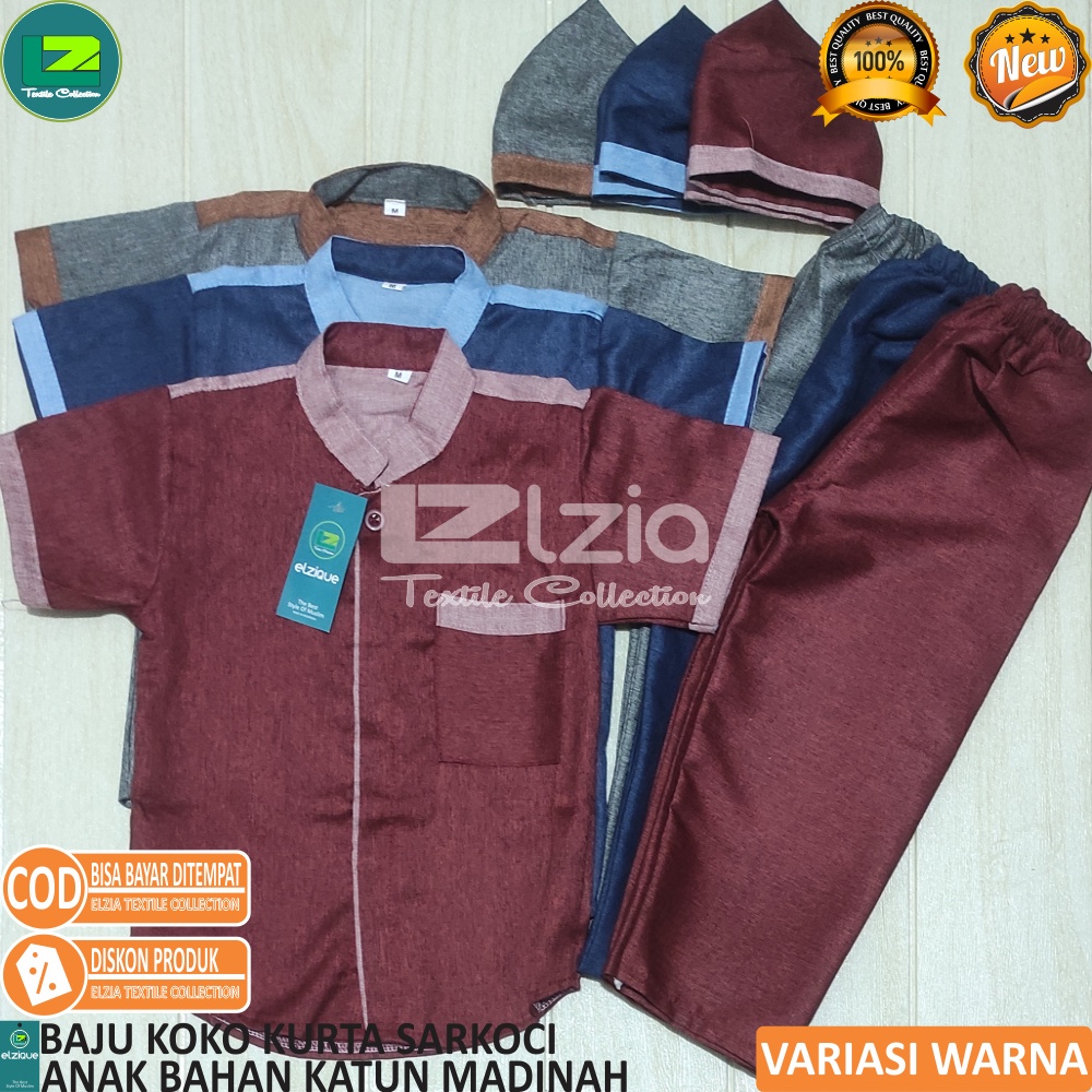 BAJU KOKO ANAK STELAN BAJU KURTA ANAK SARKOCI ANAK BAHAN KATUN MADINAH