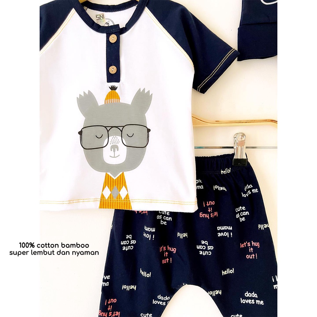 BERSERTIFIKASI SNI Premium Cotton Bamboo KIND TIGER by babybeb Baju Setelan Kaos Celana Pergi Jalan Lucu Fashion Anak Bayi Cowok Laki Terlaris ZEN FOX