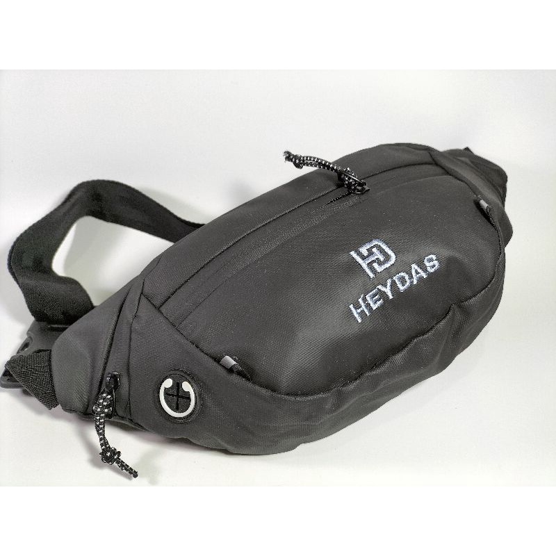 Waistbag Abu Canvas Tas Selempang Bahu dan Pinggang Pria Untuk Simpan Dompet Handphone HP Kunci Kado Hadiah Pria