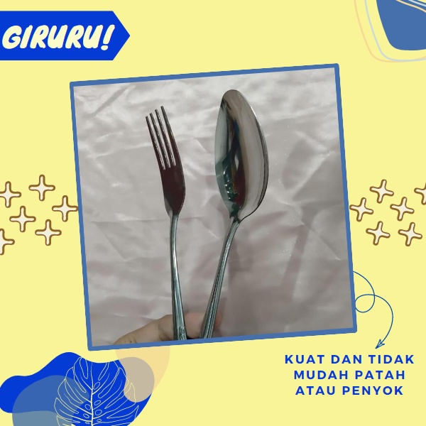 Sendok Garpu Makan Stainless / Sendok Makan Ekonomis / Garpu Makan Tebal / Alat Makan Stainless Steel