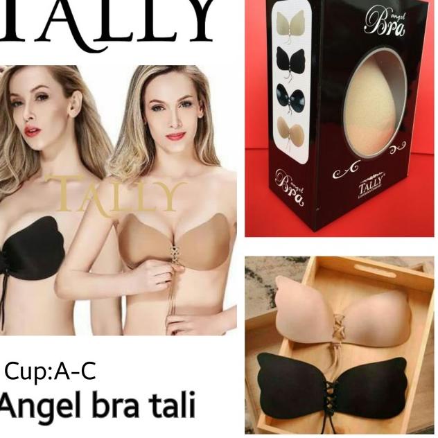 ANGEL WINGS BRA TALI SILIKON BRA TALLY (ADA BOX) TRUSTED ORIGINAL - Hitam, CupCTanpaKardus